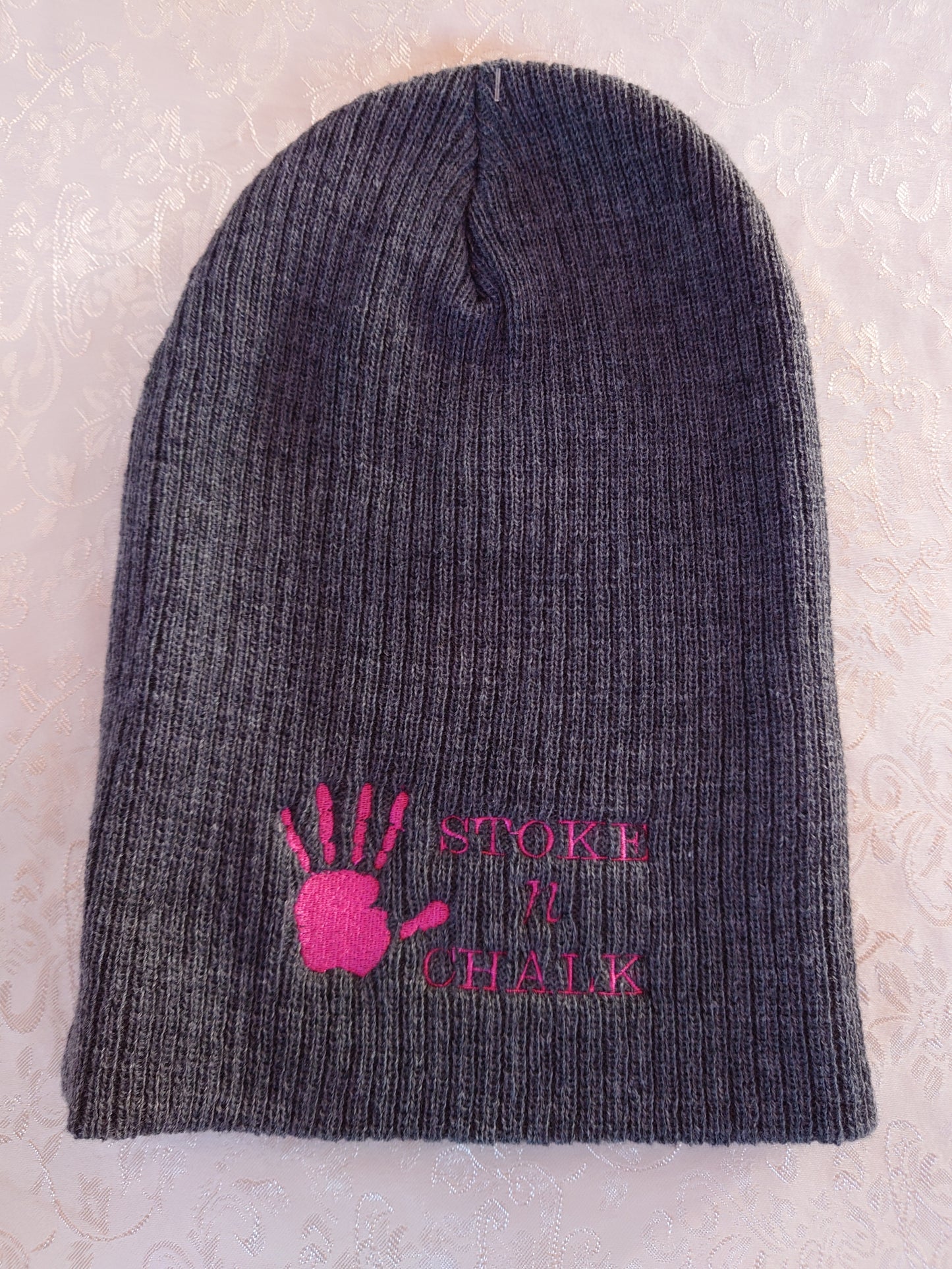 Beanie (Pink on Grey)